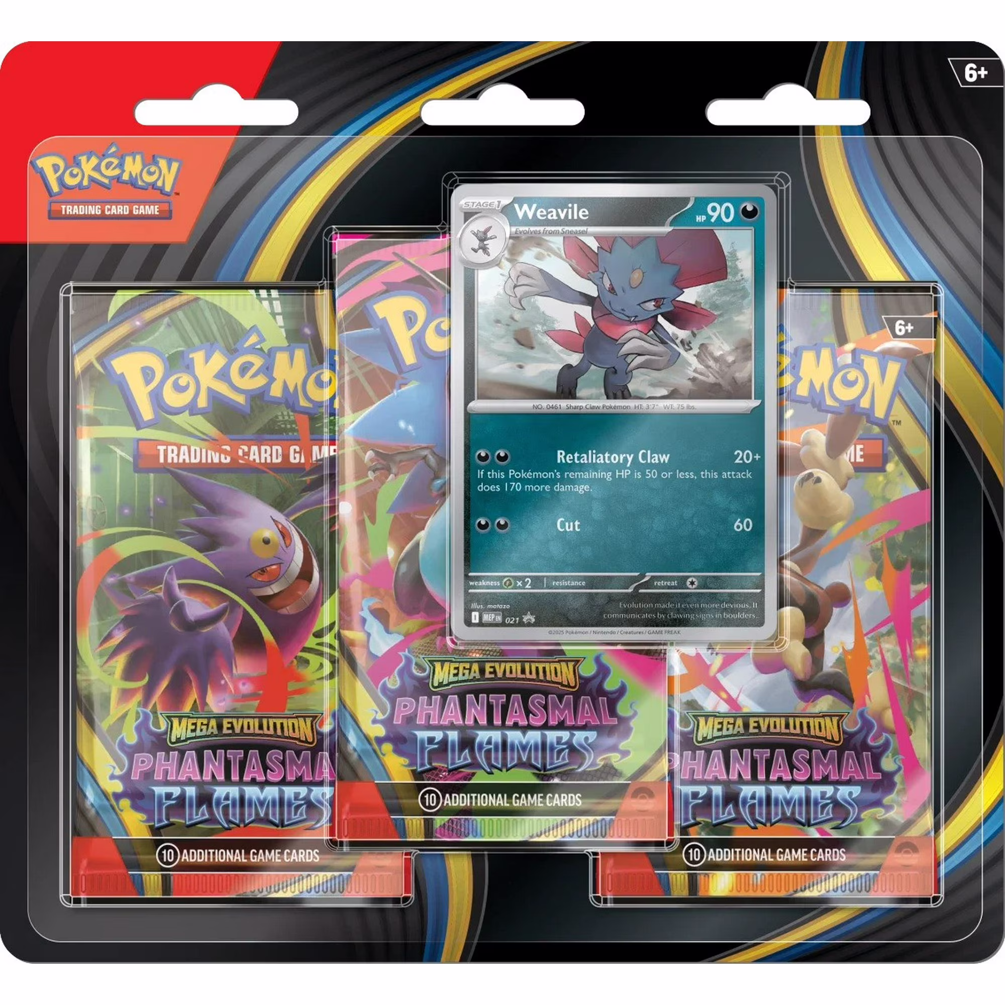 Pokemon-Mega-Evolution-Phantasmal-Flames-Weavile-3-Booster-Blister-Pack-3-Boost